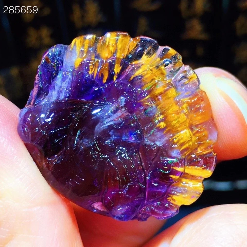 

Natural Cacoxenite Gold Rutilated Quartz Peadock Carved Pendant 25.4x25x5.4mm Crystal Auralite 23 Pendant Jewelry Genuine AAAAAA