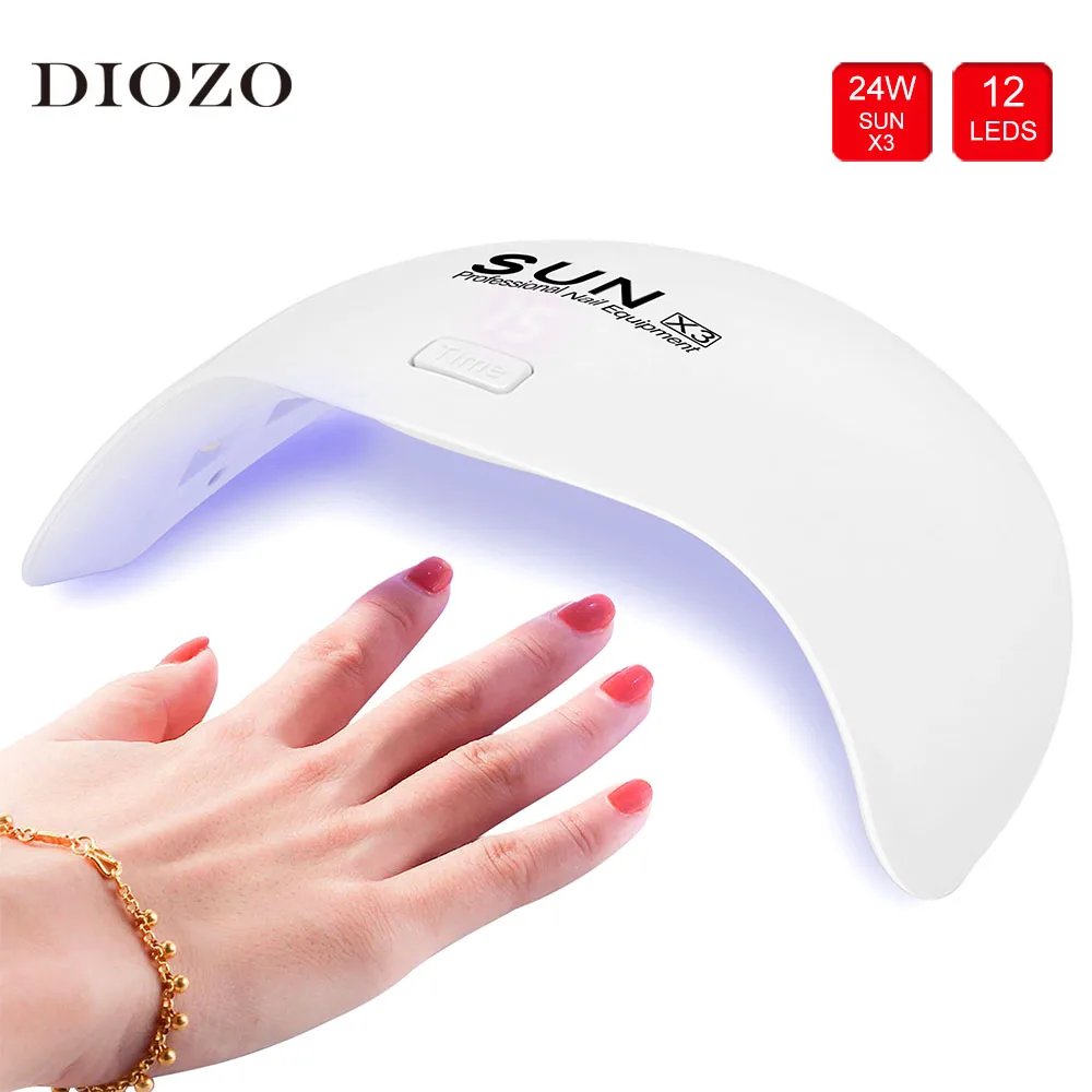 Diozo солнце X3 24 Вт УФ светодиодный лампа для ногтей светодиодный Сушилка для ногтей машина для Полимеризации Гель-лак для ногтей инструменты с 15 s 30 45 s 60 таймер