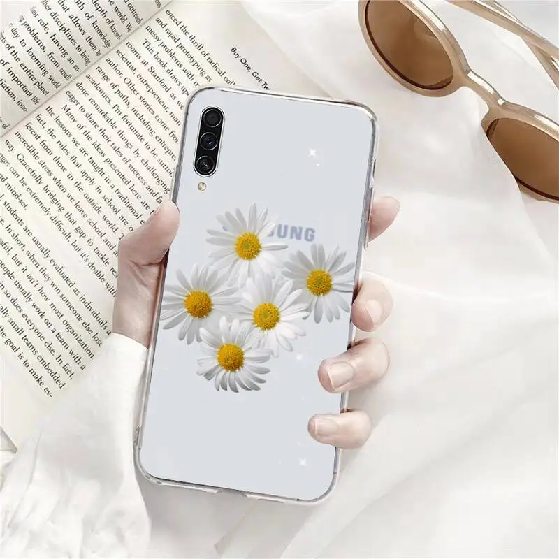 

Flower daisy Phone Cases Transparent Clear For Samsung Galaxy A71 A21s S8 S9 S10 plus note 20 ultra