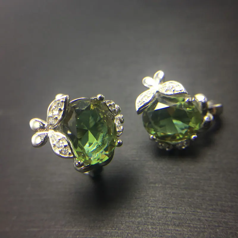 CSJ новый стиль зултанит серьги из стерлингового серебра 925 пробы овальные 8*10 мм