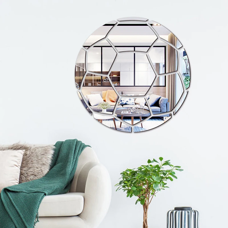 

Football Basketball Wall Stickers Decor Acrylic Mirror Sticker Self Adhesive DIY Home Decor Gym Sports Ball Game