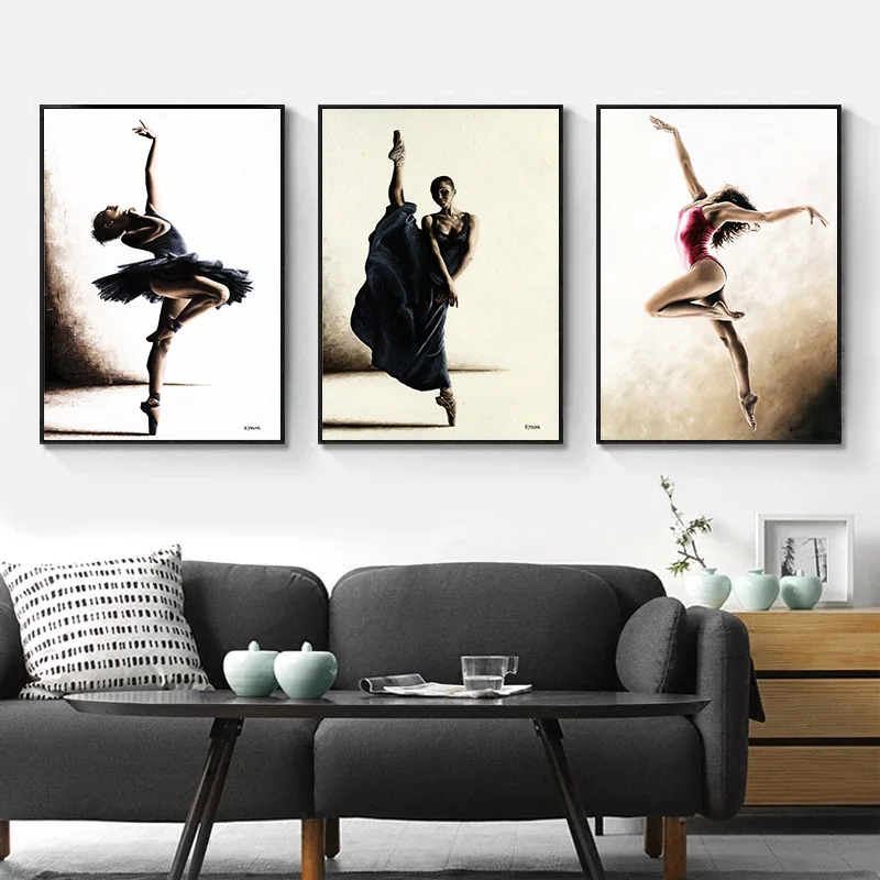Ballet Dancing Picture Home Decor Nordic Canvas Painting Wall Art Poster Europe Drawing Figure for Retro Minimalist Living Roo | Дом и сад