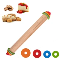 adjustable wooden rolling pin making cake non stick cookie dough roller for dumpling fondant with thickness rings pastry tools