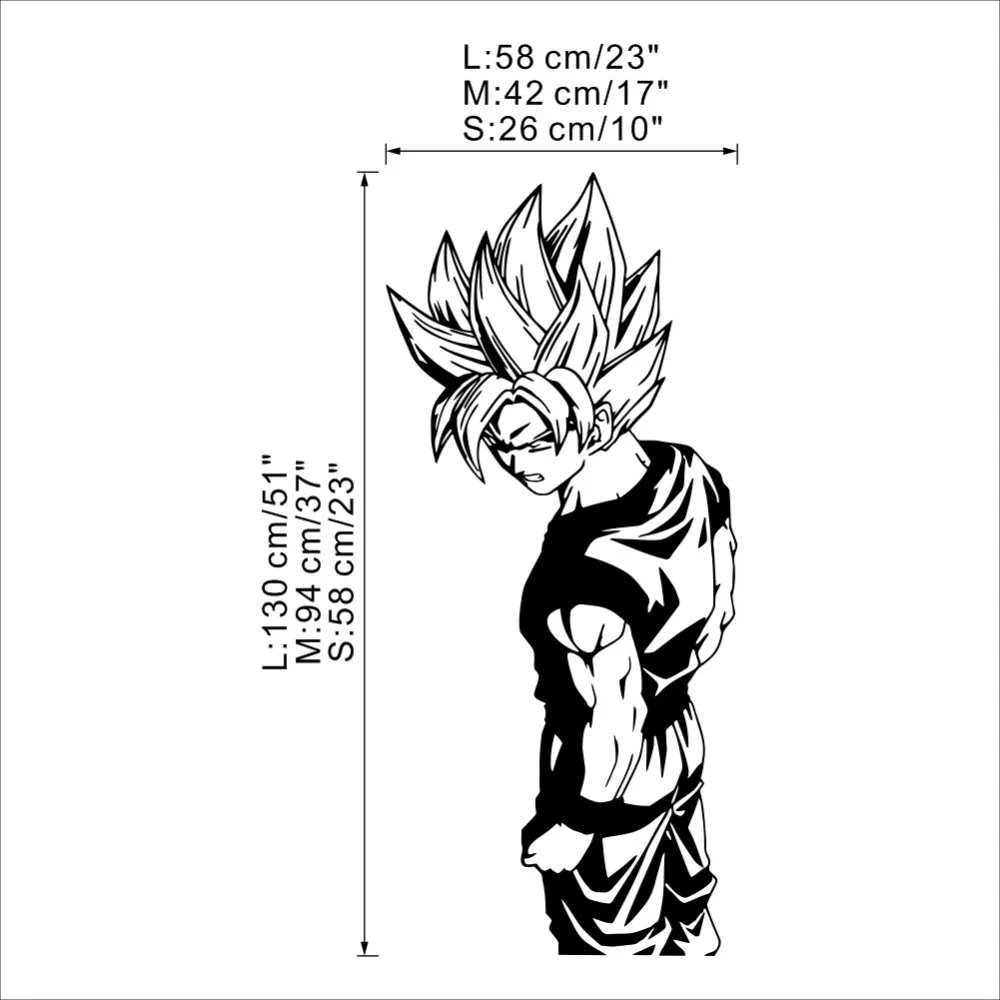 Наклейка на стену Супер Saiyan Goku виниловая наклейка на стену-Dragon Ball, настенная художественная наклейка, наклейка для детской комнаты, декоративная наклейка на стену