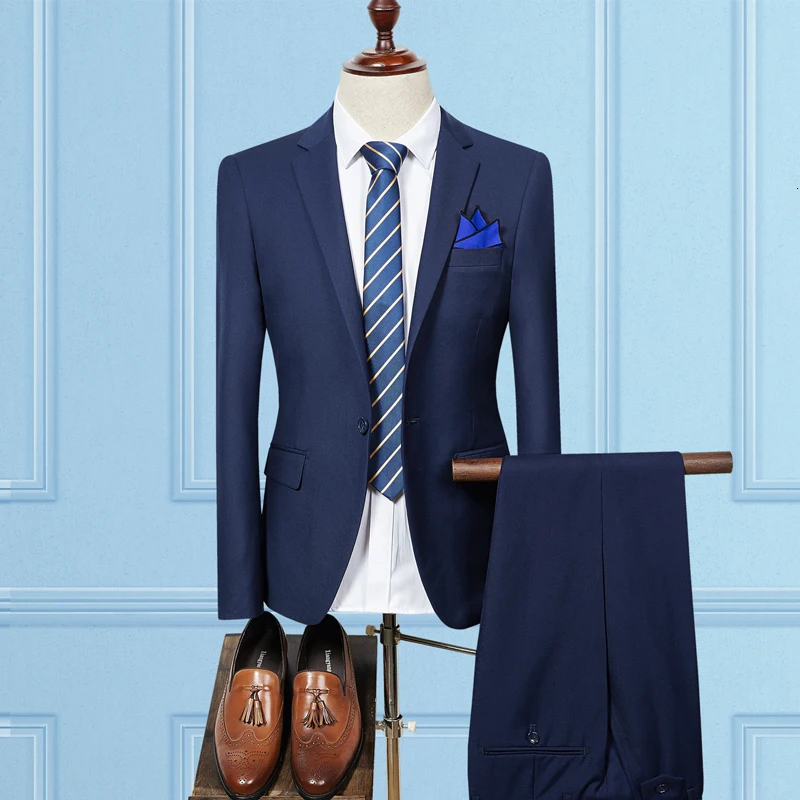 2019 Lente Herfst de nieuwe hoge kwaliteit однобортные облегающие костюмы Mannen pakken платье (jas +