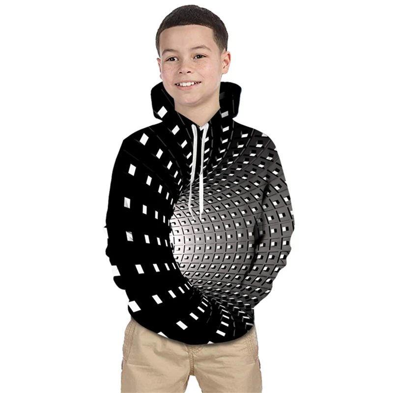 

Толстовка с капюшоном для мальчиков и девочек, осень От 3 до 12 лет, Детская толстовка с 3D-принтом Вселенная, с дырками, детская одежда