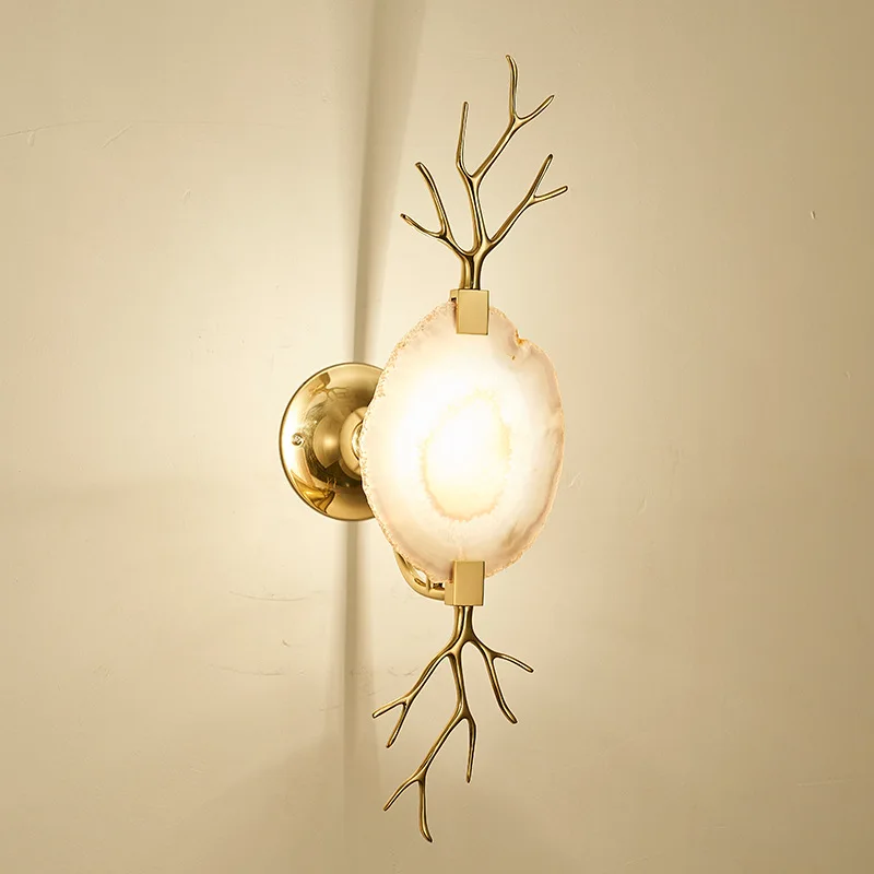 Новинка светодиодный настенный светильник с золотым агатом для гостиной