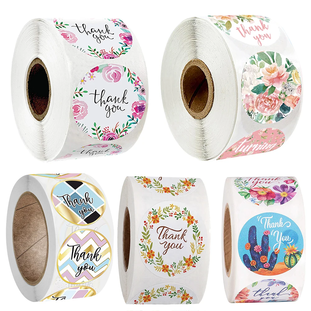 500 шт. подарок уплотнения наклейки спасибо цветочный Стиль дневник в стиле