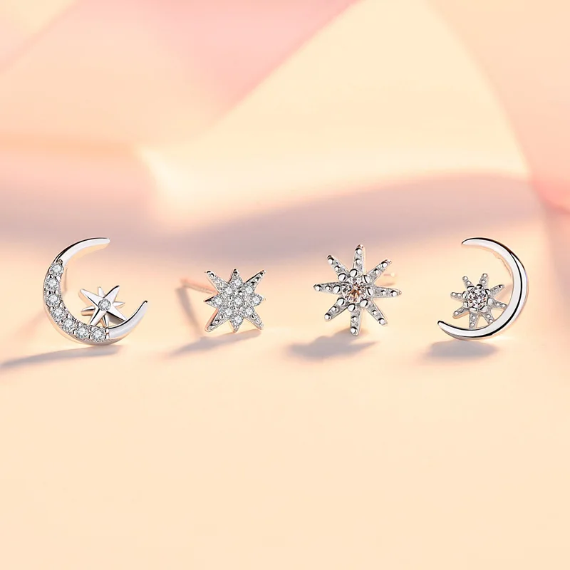 

YSH 100% 925 Sterling silver Twinkle star & moon zircon Earrings 2020 women fashion DIY jewelry Valentine Day gift Free shipping