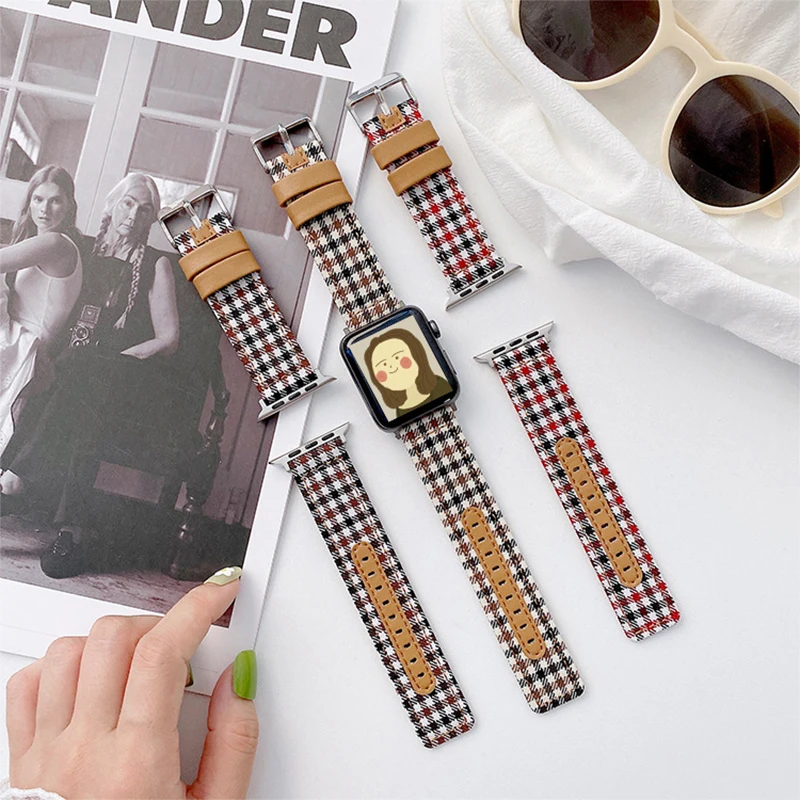 

newest Leather Loop for Apple Watch Band 7 41mm 45mm 40mm 44mm Strap series 1 2 3 4 5 6 se for iwatch 38mm 42mm Correa