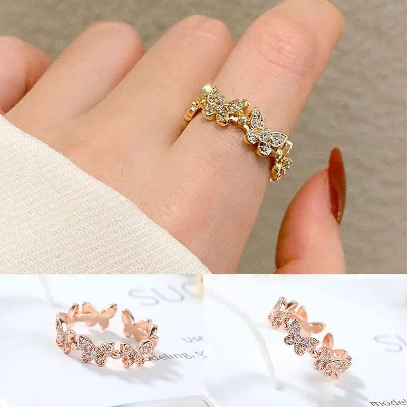 

Fashion Women Dancing Moving Temperament Butterfly Rings Dainty Insect Open Adjustable Rings For Women Jewlery 2021 New