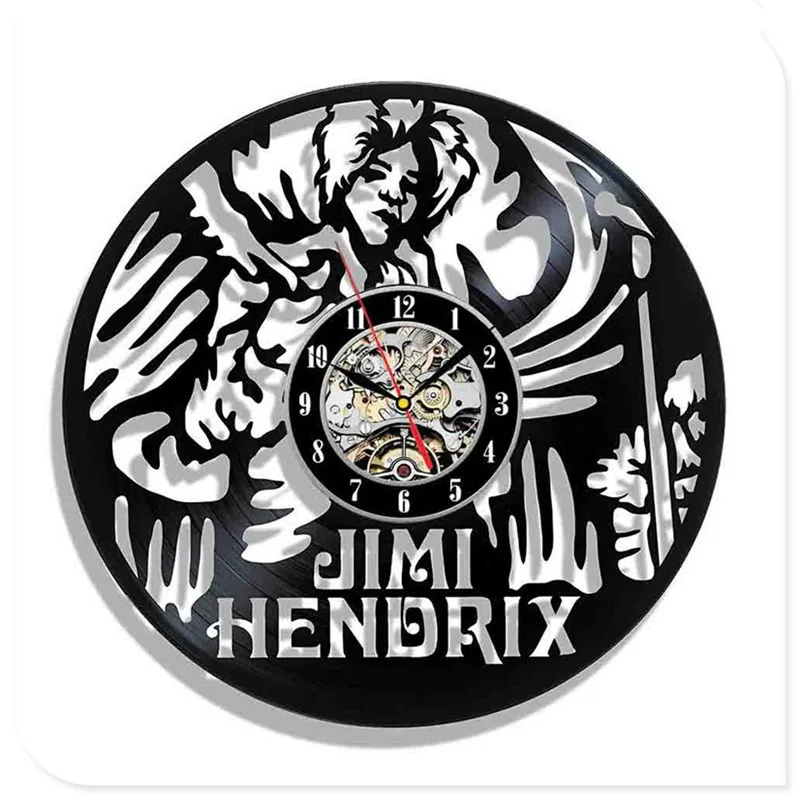 Jimi Hendrix 3D ручной работы художественное зеркало настенные часы виниловая запись наклейка для стены в виде часов домашний декор поддержка Прямая