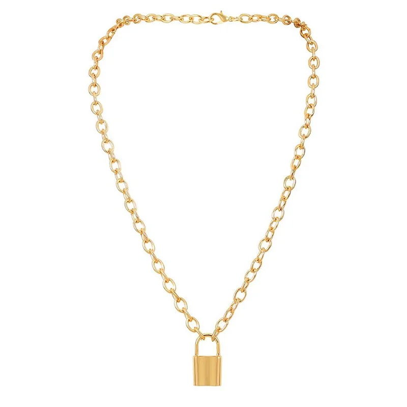 Vintage Lover's Lock Pendant Choker Necklace Steampunk Clavicle Golden Chain Necklace Collier Valentine's Day Gift