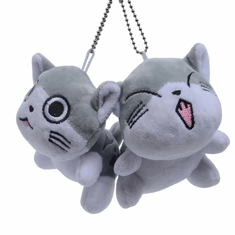 

new lovely 10cm plush lying happy cat open and close eyes soft Keychain Pendant Bag decoration christmas festival gift for kid