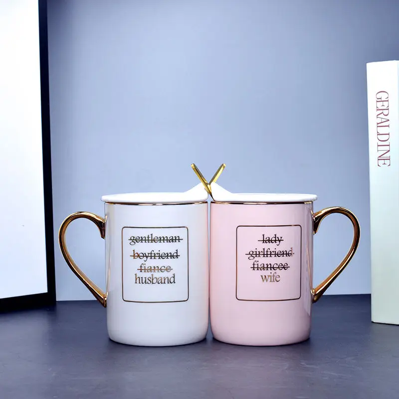 Креативная керамическая кружка с крышкой ложка Пара моделей для чашек мужская