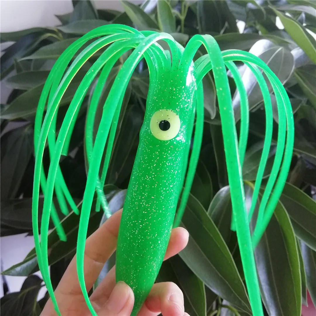 

Swolfy 4pcs 30cm 40g Rubber Squid Skirts Octopus Soft Fishing Lures Tuna Sailfish Catfish Baits