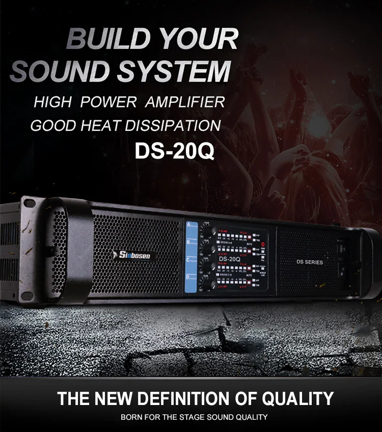 DS-20Q 4 канала 4000 Вт 2200 Вт x 4 Профессиональный усилитель мощности звука для сабвуфера