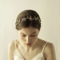 o821 retro bridal headpiece crystal beads ribbon bridesmaid hairwear women pageant festival gift headband wedding accessories