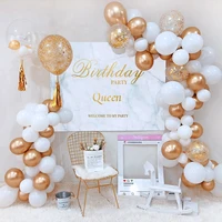 Golden Glitter White Theme Birthday Wedding Kit Kids Party idea Baby Shower ballon Centerpieces Gold Background Decoration