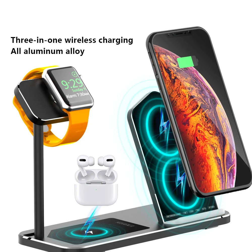 Беспроводное зарядное устройство для Airpods Pro iPhone 11 iWatch Series 5 подставка быстрой
