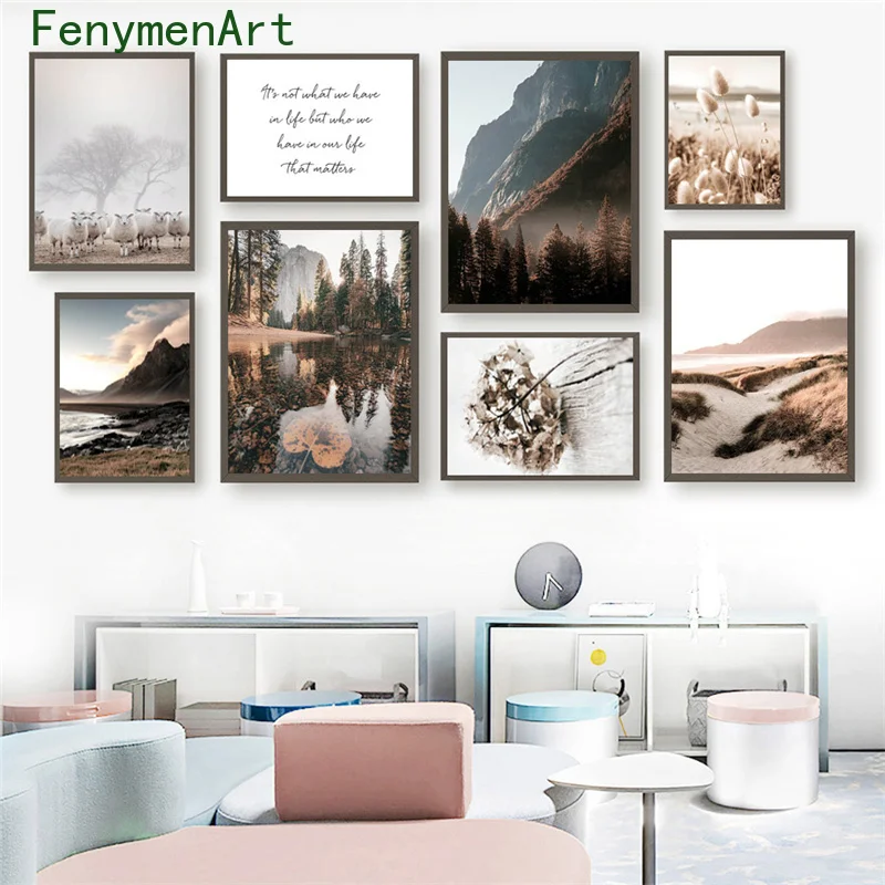 

Mountain Lake Wall Art Poster Nordic Photography Print Autumn Nature Landscape Canvas Painting for Home Living Room Decor