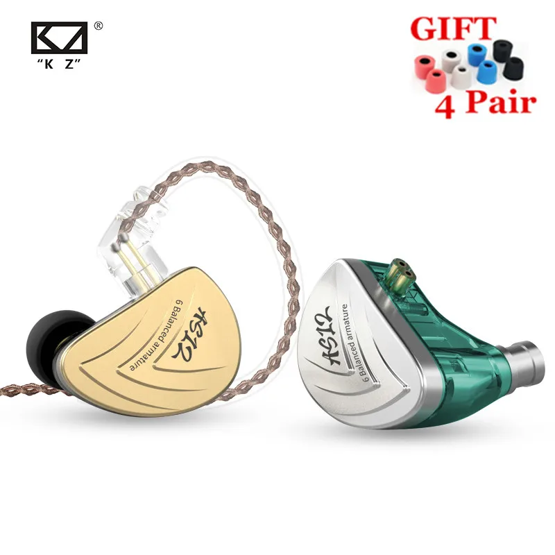 Новинка KZ AS12 6BA наушники-вкладыши Hi-Fi спортивные мониторные наушники с шумоподавлением наушники-вкладыши AS16 AS10 AS06 ZS10 PRO ZSX C16 C12