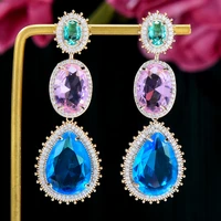 blachette fashion luxury bright high quality geometric pendant earrings women wedding party daily anniversary zircon jewelry