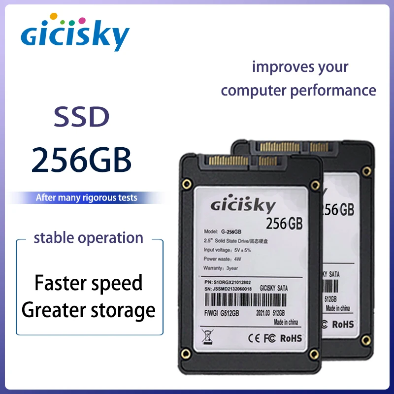Gicisky Sata III 256GB SSD 2.5 inch Hard Drive Internal Solid State Drive For for Notebook Laptop Desktop Macbook Pro