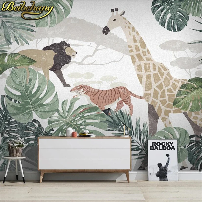 Пользовательские мультфильм минималистский акварель растение фотообои обои