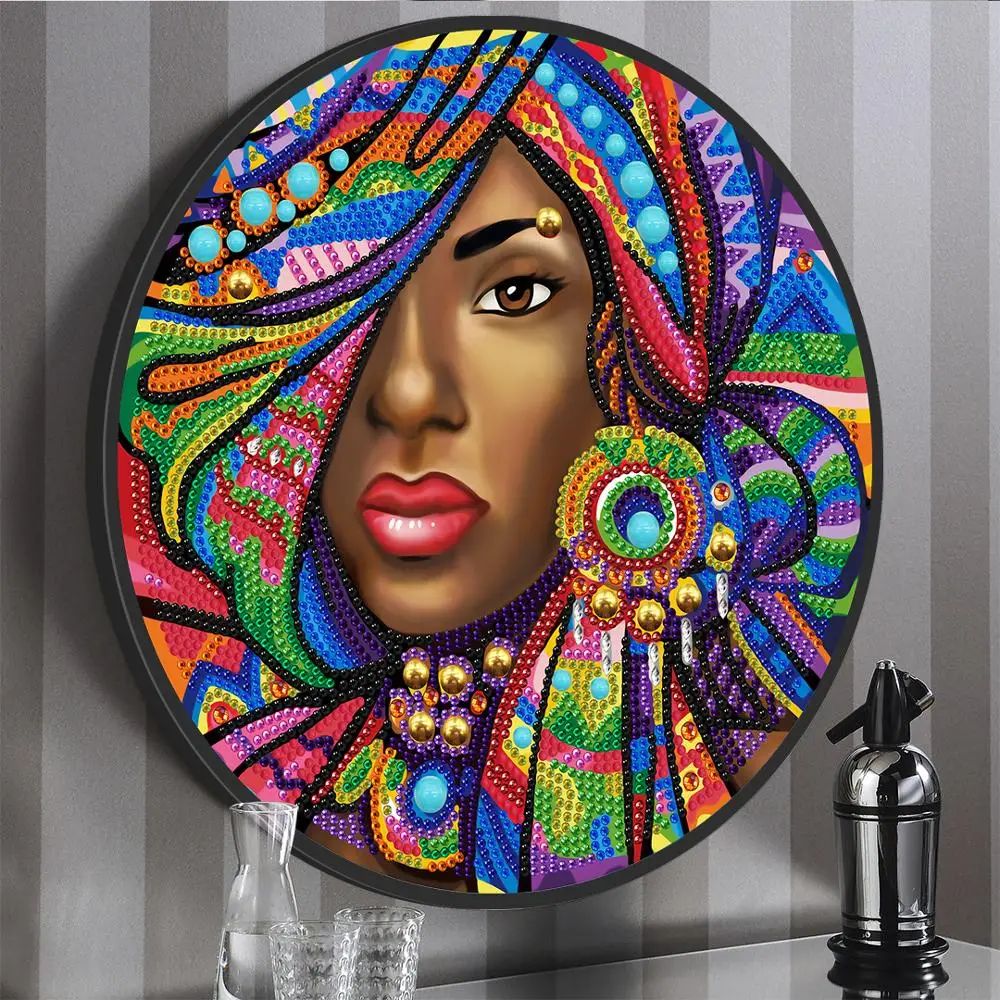 

Красивая девушка стиль Фреска Tessles Алмазная картина вышивка крестиком 5D Алмазная вышивка домашний Декор стены подарок с круглой рамкой