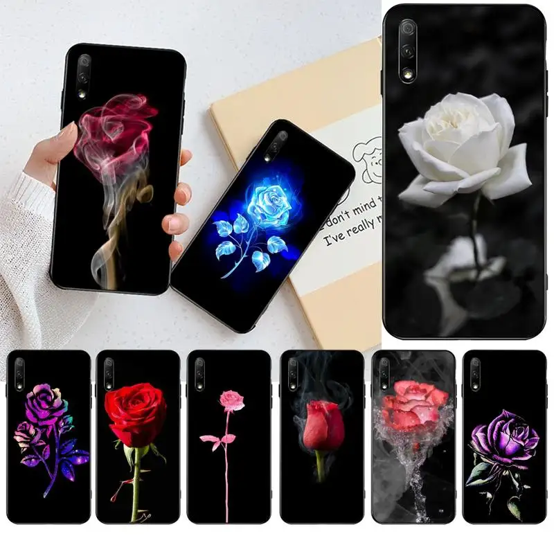 HPCHCJHM черный белый цветок розы Роскошный Уникальный Дизайн чехол для телефона Huawei