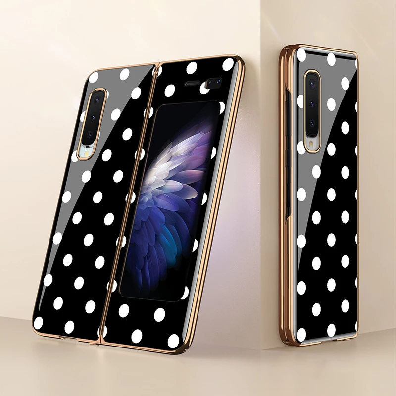 

Fashion Rainbow Patterned Case For Samsung Galaxy Fold 5G Case Luxury Plating Frame Hard Plexiglass Cover For Galaxy Fold