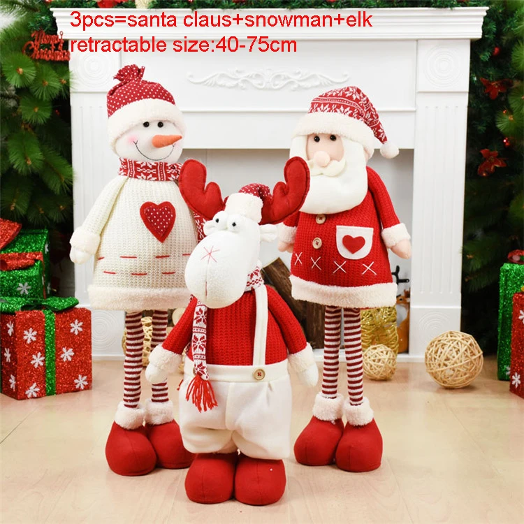 3pcs 208 Рождественские украшения, выдвижные фигурки-подставки, 3 шт., Санта Клаус+ Снеговик+ лось, Рождественские куклы, аксессуары для украшения дома и офиса - Цвет: 3pcs 208