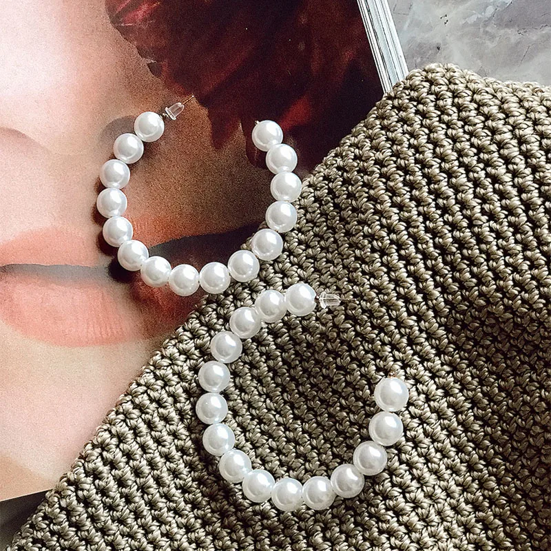 Модные большие серьги с имитацией жемчуга в Корейском стиле для женщин массивные