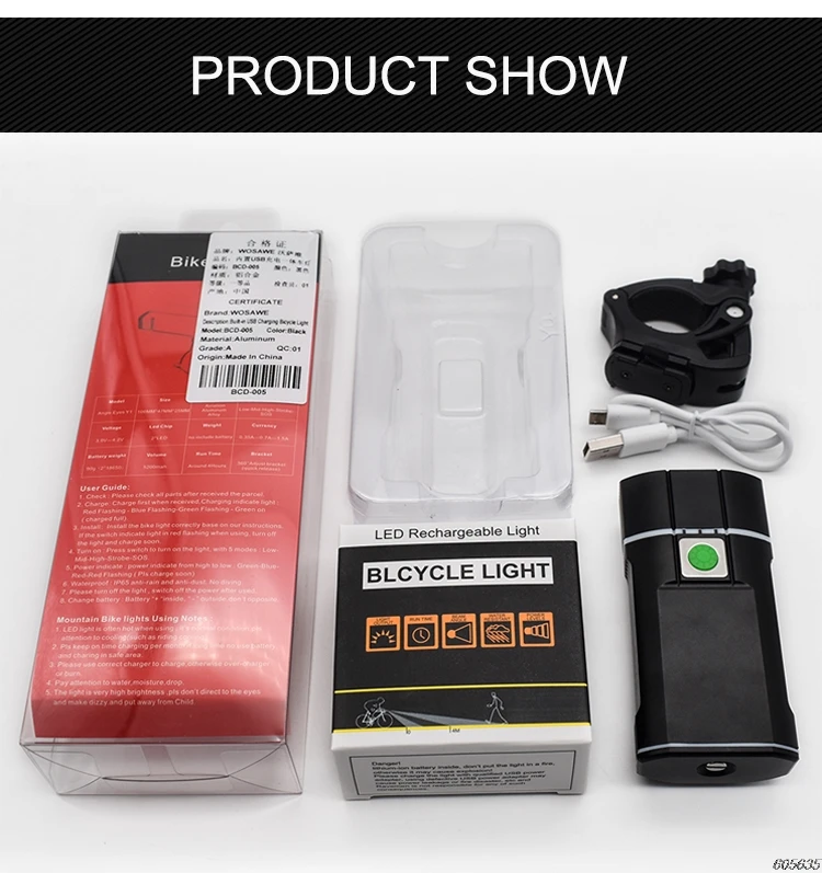 WOSAWE USB Аксессуары для велосипеда перезаряжаемый велосипедный фонарь на руль велосипедный светодиодный светильник 18650 Батарея Вспышка светильник фонарь передняя лампа