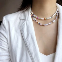 colorful beads necklaces korean small beaded pearl choker necklace for women sumer beach fashion collar