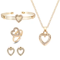 4pcs baby girls crystal jewelry sets kids cute heart crown necklace bracelet earrings set childrens gifts