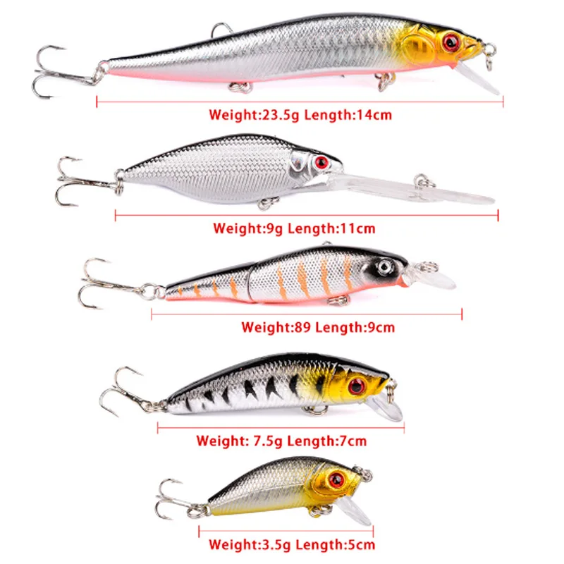 5 шт. набор рыболовных приманок смешанные моделей искусственные приманки для