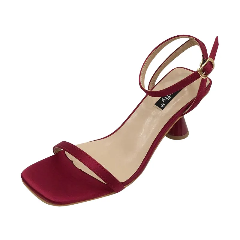 

Buckle Strap High Heel Sandal for Women Shoes Lady 2021 Suit Female Beige All-Match High-heeled New Summer Fashion Black Girls C