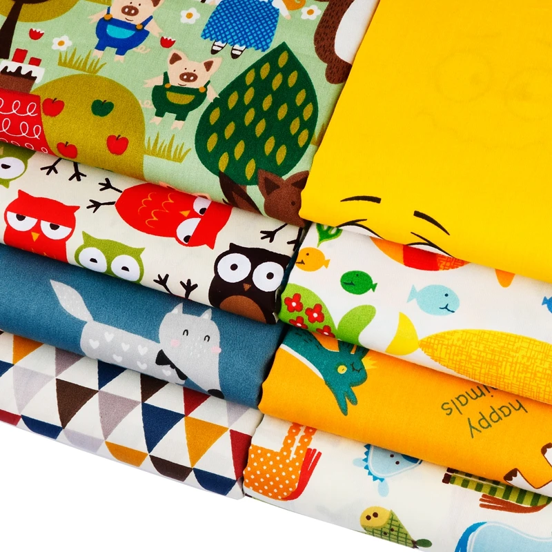 Ткань с мультяшным принтом хлопковая саржевая ткань для DIY одежда малышей и детей