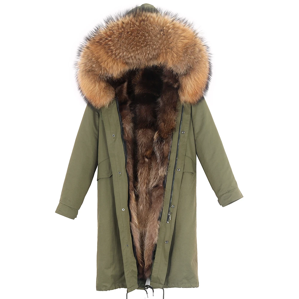 New Real Fur Coat Winter Jacket Women Parkas Waterproof Real Fox Fur Liner Natural Raccoon Fur Collar Detachable Outerwear