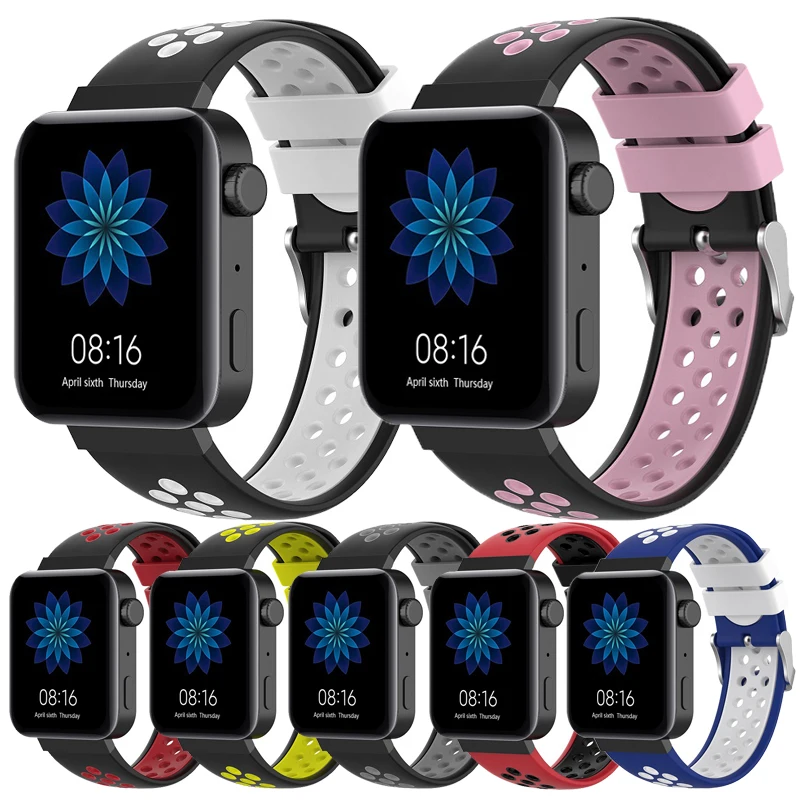 Двухцветный силиконовый ремешок для часов 18 мм плечевой ремень Xiaomi Mi band часы