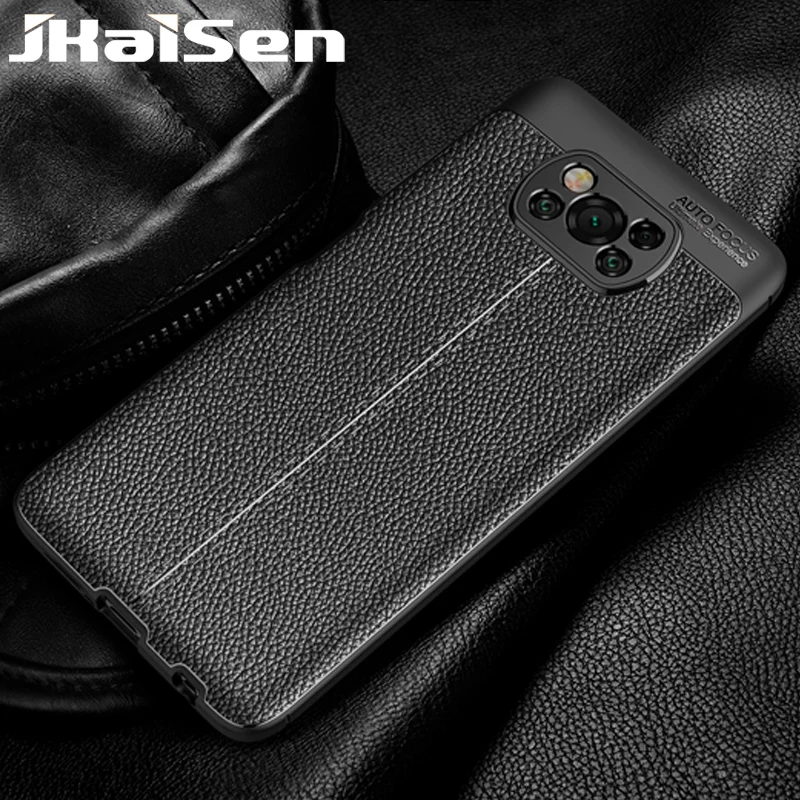 

JKaiSen Lychee Skin Pattern Protective Case For Xiaomi POCO X3 NFC Shockproof Soft Phone Case For Pocophone F1 F2Pro M2 C3 M3