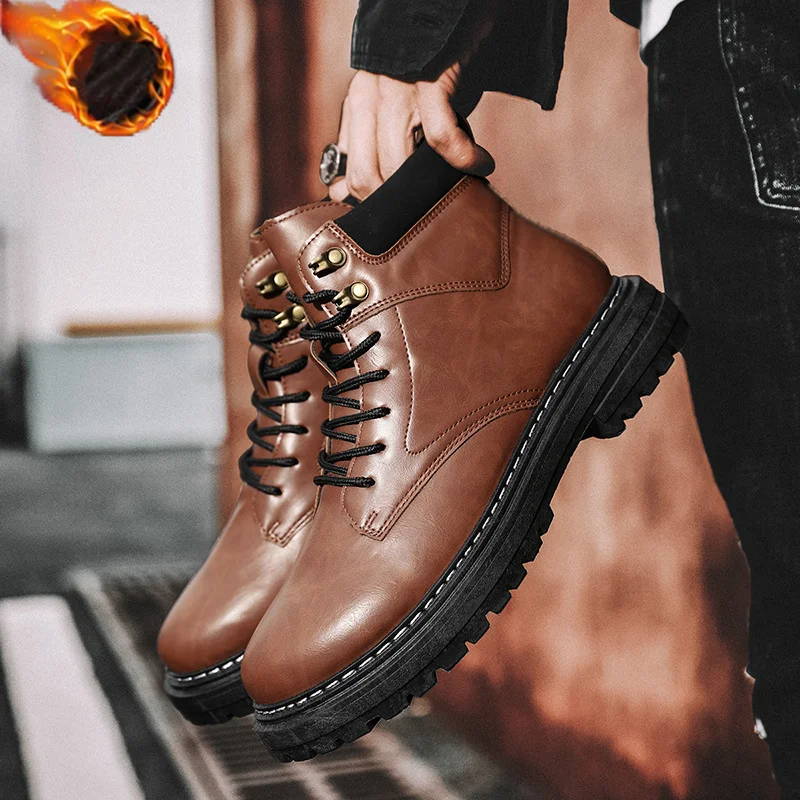 

2022 Winter Martin Boots Trend Ins British Style Plus Velvet Warm Outdoor Tooling Casual Men's Shoes Mens Boots Mens Shoes
