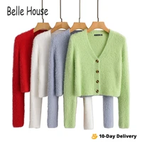 autumn solid color cashmerelike soft sweater cardigans fashion v neck long sleeve chic button women knit top pull tricot%c3%a9 nz0016