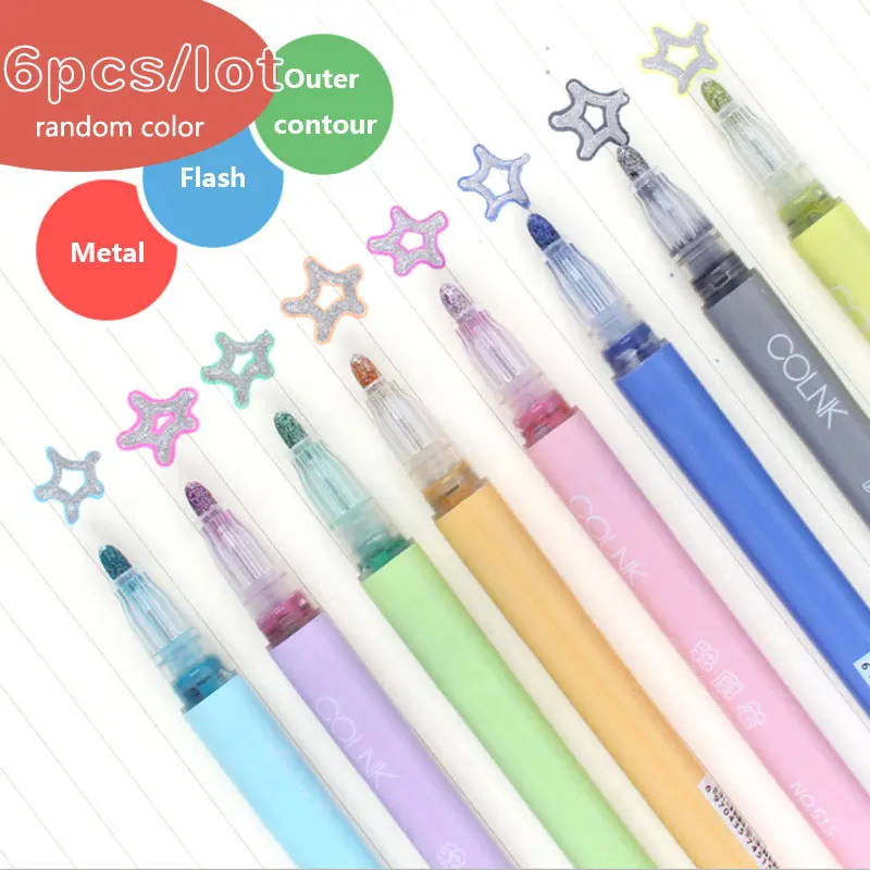 

Art Markers Flash Oil Ink Writing Double Line Bold Tip 2mm Sketching Drawing Stationery Markers Set School Art school supplies