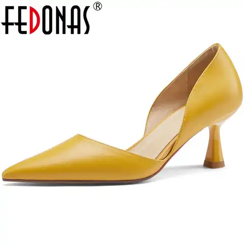 Женские туфли на толстом каблуке FEDONAS, элегантные туфли из натуральной кожи, туфли для танцев