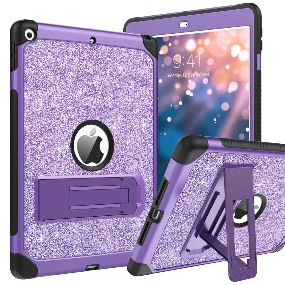 

Защитный чехол BENTOBEN с фиолетовыми блестками для iPad 7-го поколения, 3-слойный ударопрочный сверхпрочный чехол для Apple iPad 10,2, 2019