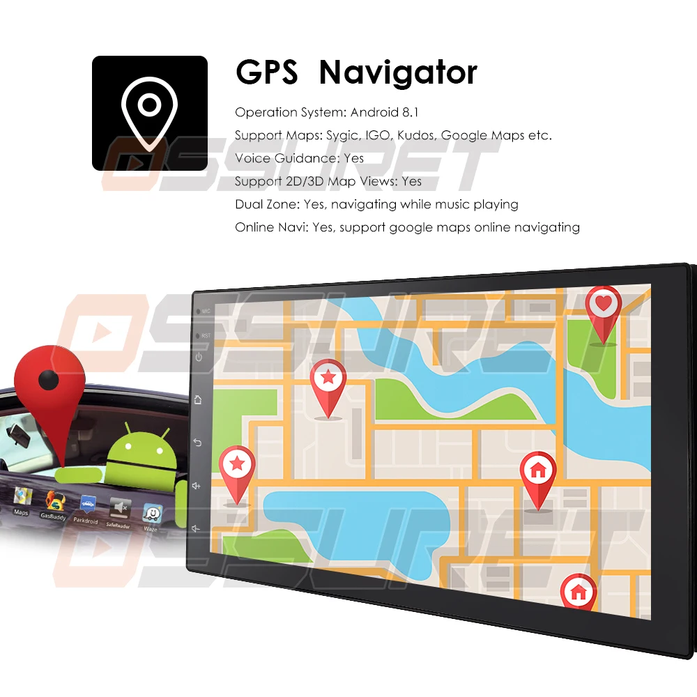 Android 9 универсальный Авторадио Bluetooth GPS Автомобильный мультимедийный плеер