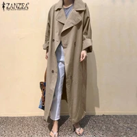 zanzea fashion lapel neck long sleeve long jackets women autumn windbreaker casual coat femme baggy solid outwear poncho tops